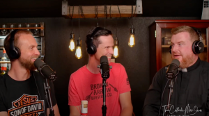 Adam and Dave laugh with Fr. Donovan